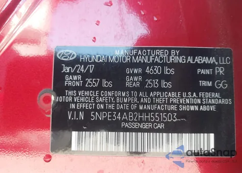 2017 Hyundai Sonata Sport 2.0T z USA, uszkodzony, nr VIN 5NPE34AB2HH551503